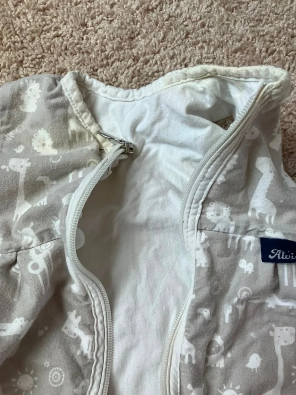 Alvi Summer Cotton Beige Animal Print Sleep Sack - Neutral Safari Design